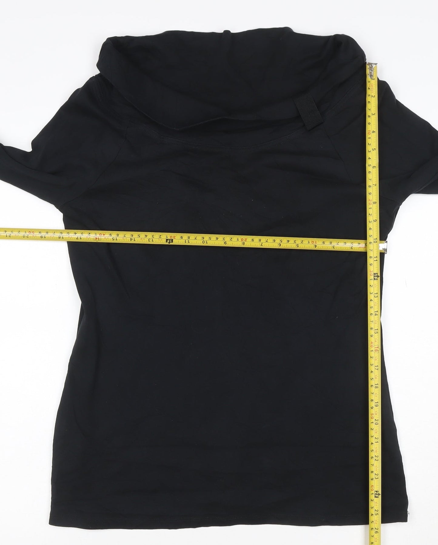 Long Tall Sally Women's Black Roll Neck Long Sleeve Cotton T-Shirt Size L