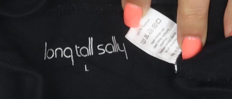 Long Tall Sally Women's Black Roll Neck Long Sleeve Cotton T-Shirt Size L