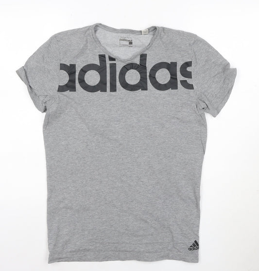 Adidas Mens Grey Climalite Essentials Short Sleeve Crew Neck T-Shirt L