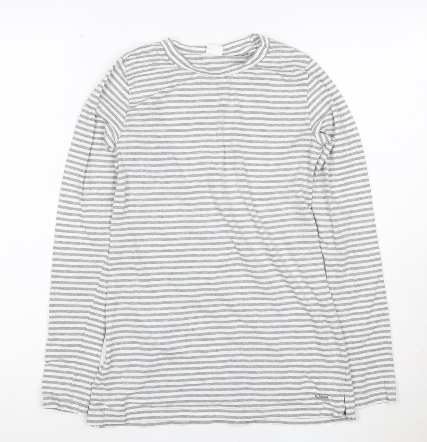 Mamas & Papas Women's Grey Striped Long Sleeve Cotton T-Shirt Size S