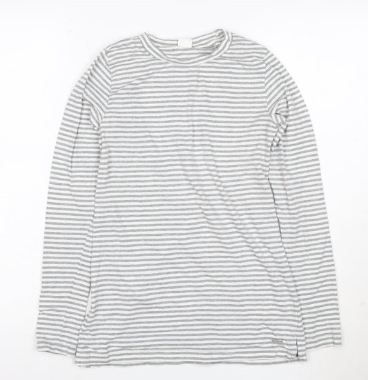 Mamas & Papas Women's Grey Striped Long Sleeve Cotton T-Shirt Size S