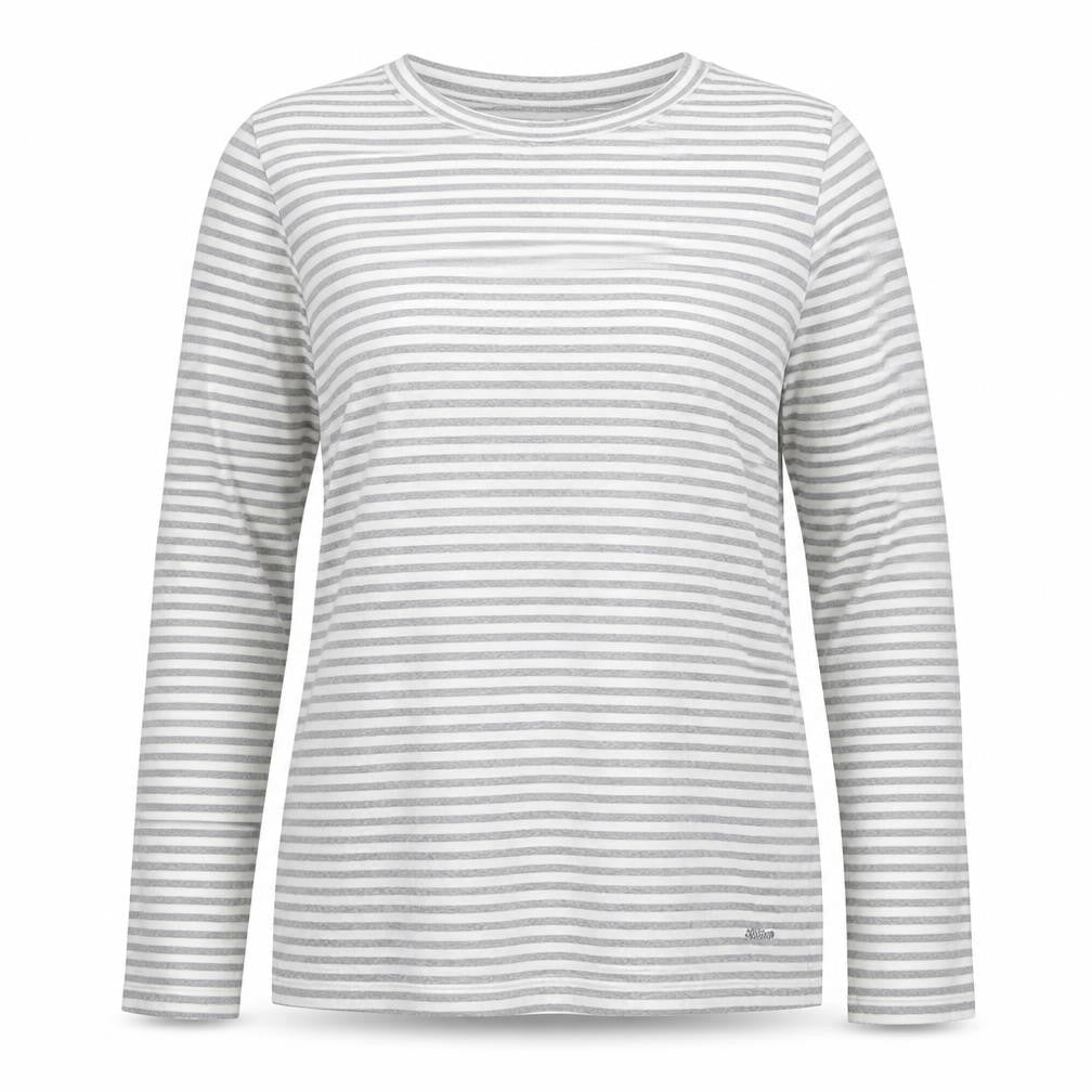 mamas & papas Women's Grey Striped Long Sleeve Cotton T-Shirt Size S