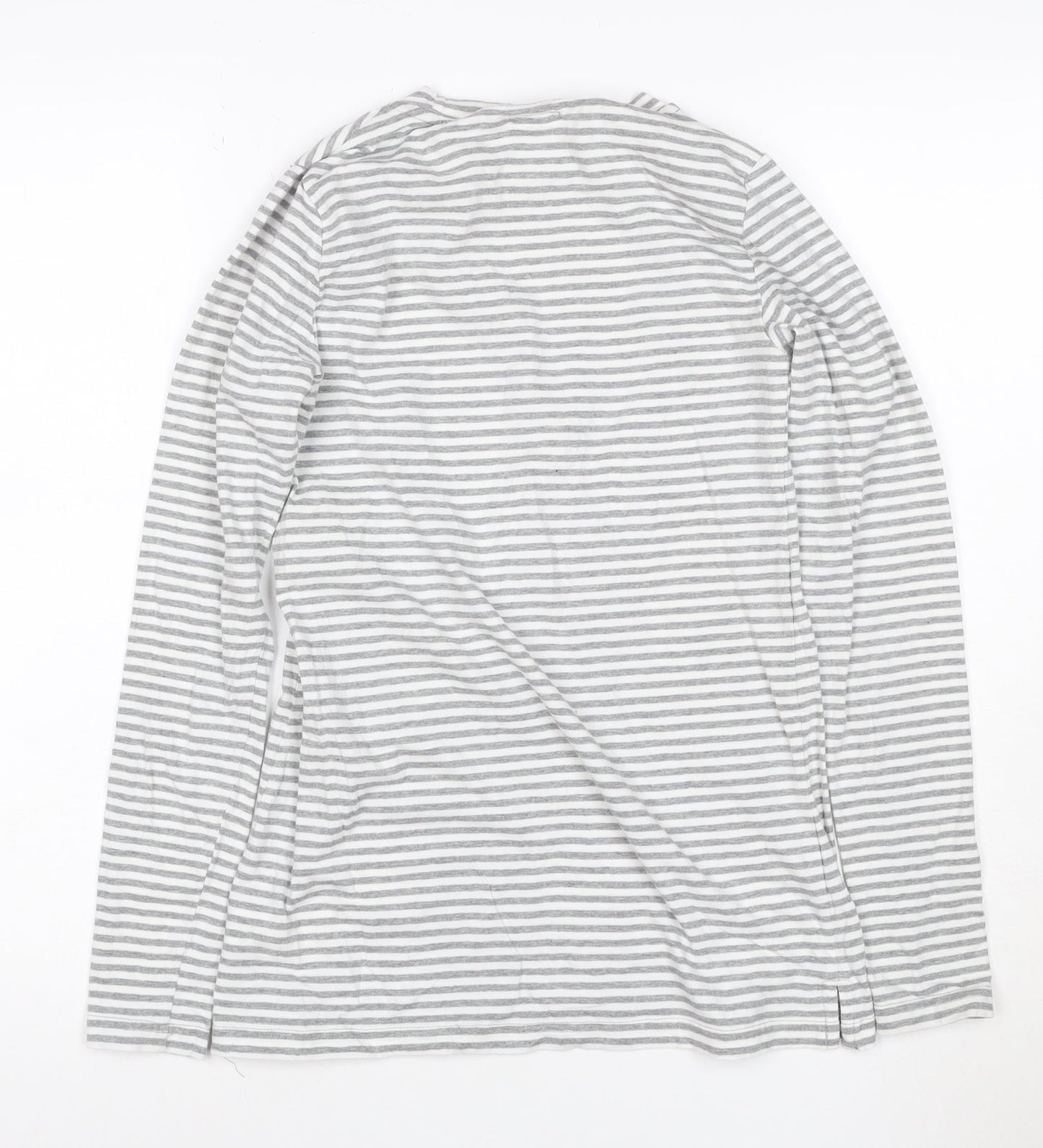 Mamas & Papas Women's Grey Striped Long Sleeve Cotton T-Shirt Size S