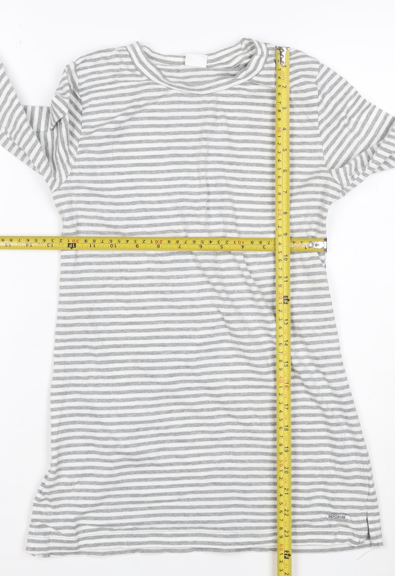 Mamas & Papas Women's Grey Striped Long Sleeve Cotton T-Shirt Size S