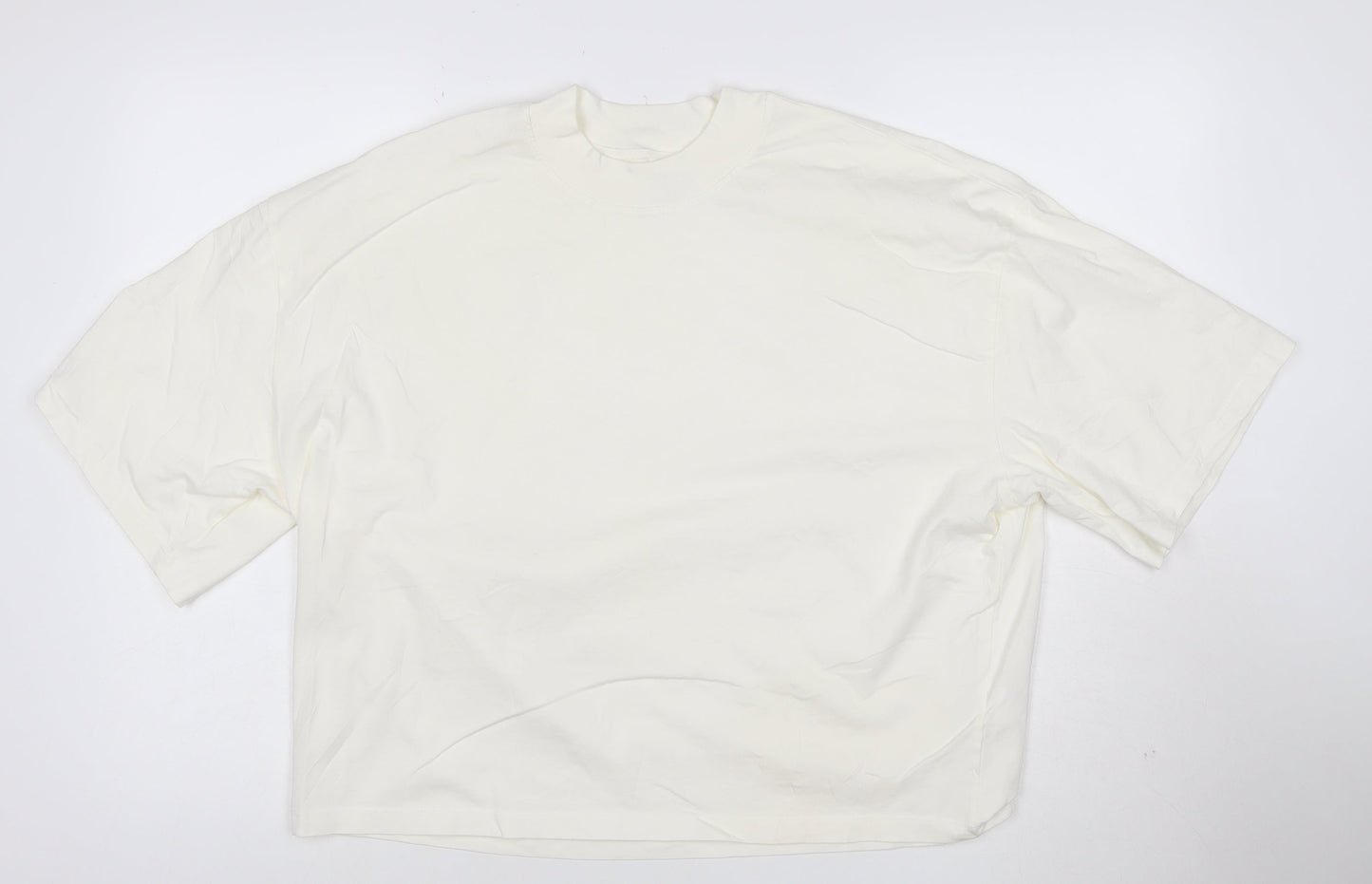 Monoprix Men's Ivory Organic Cotton Crew Neck T-Shirt Size L