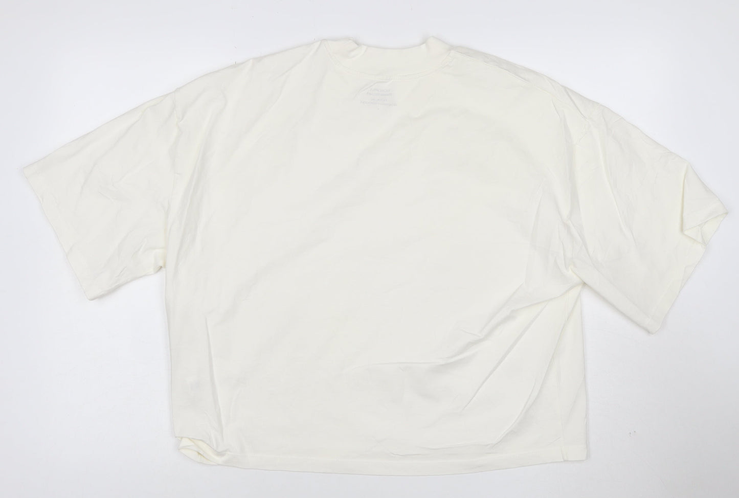 Monoprix Men's Ivory Organic Cotton Crew Neck T-Shirt Size L