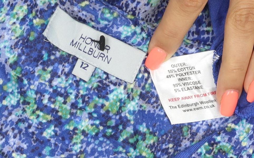 Honor Millburn Women's Blue Tunic Blouse Size 12 3/4 Sleeve