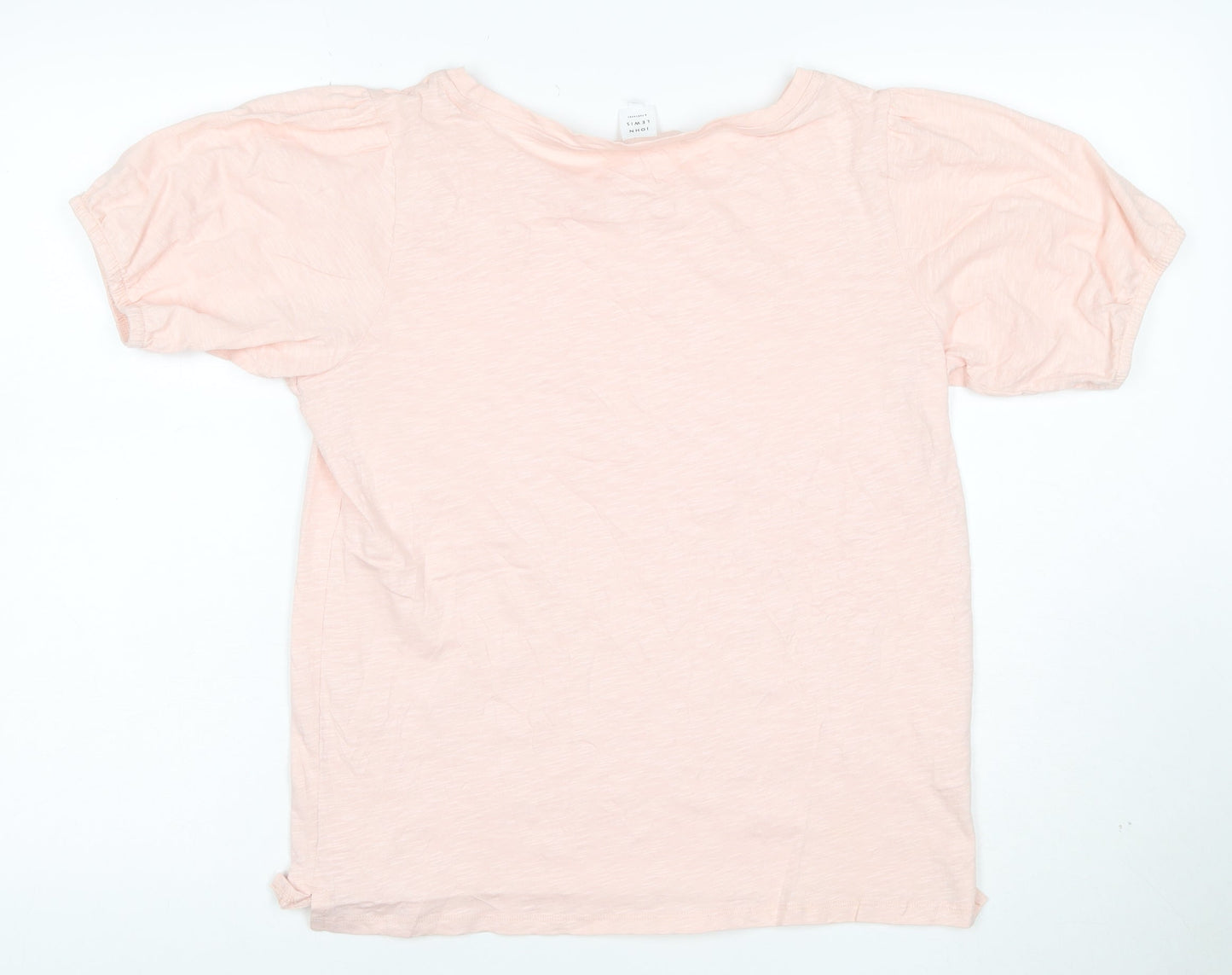 John Lewis Women Pink Cotton Puff Short Sleeve T-Shirt Size 10