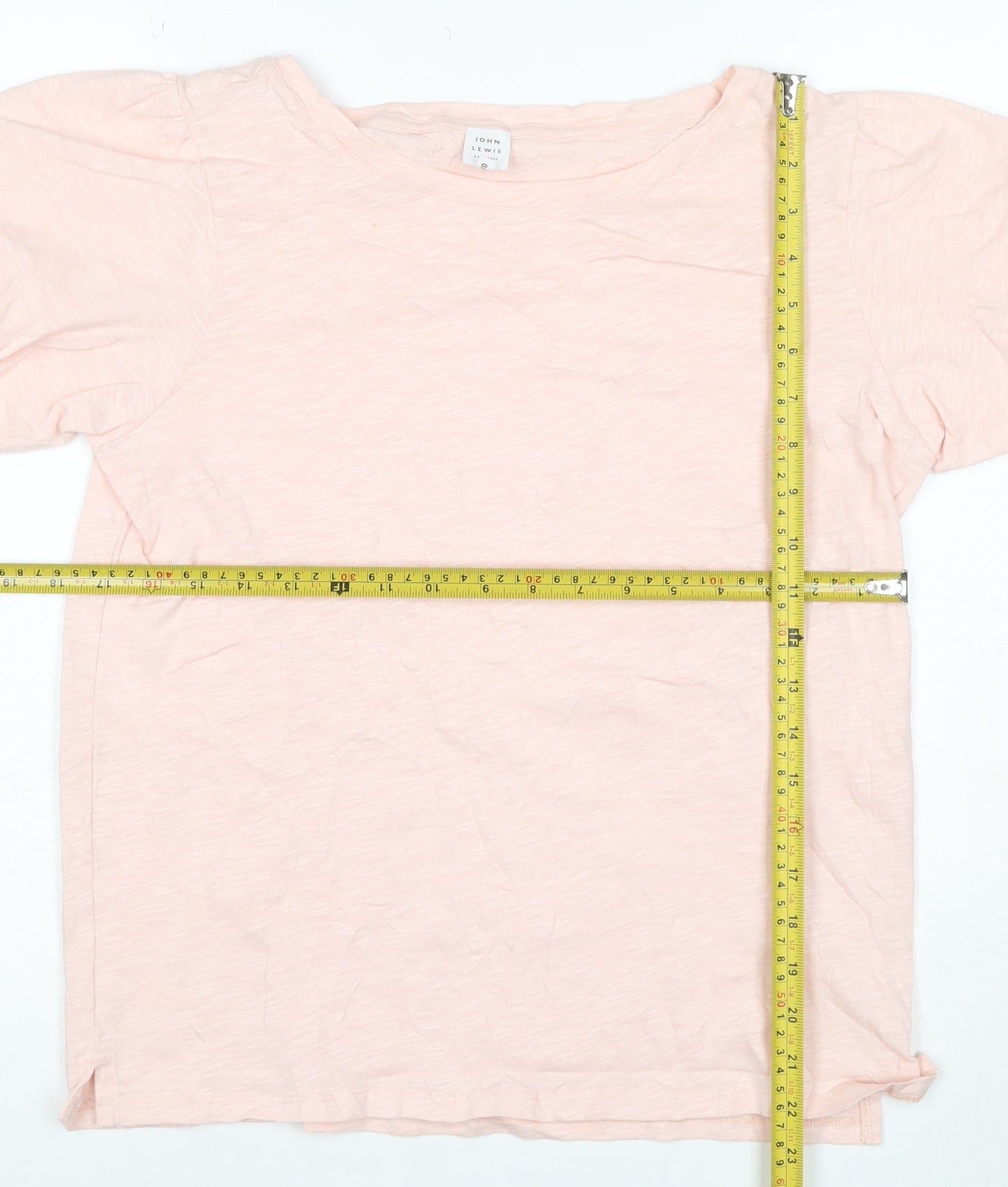 John Lewis Women Pink Cotton Puff Short Sleeve T-Shirt Size 10