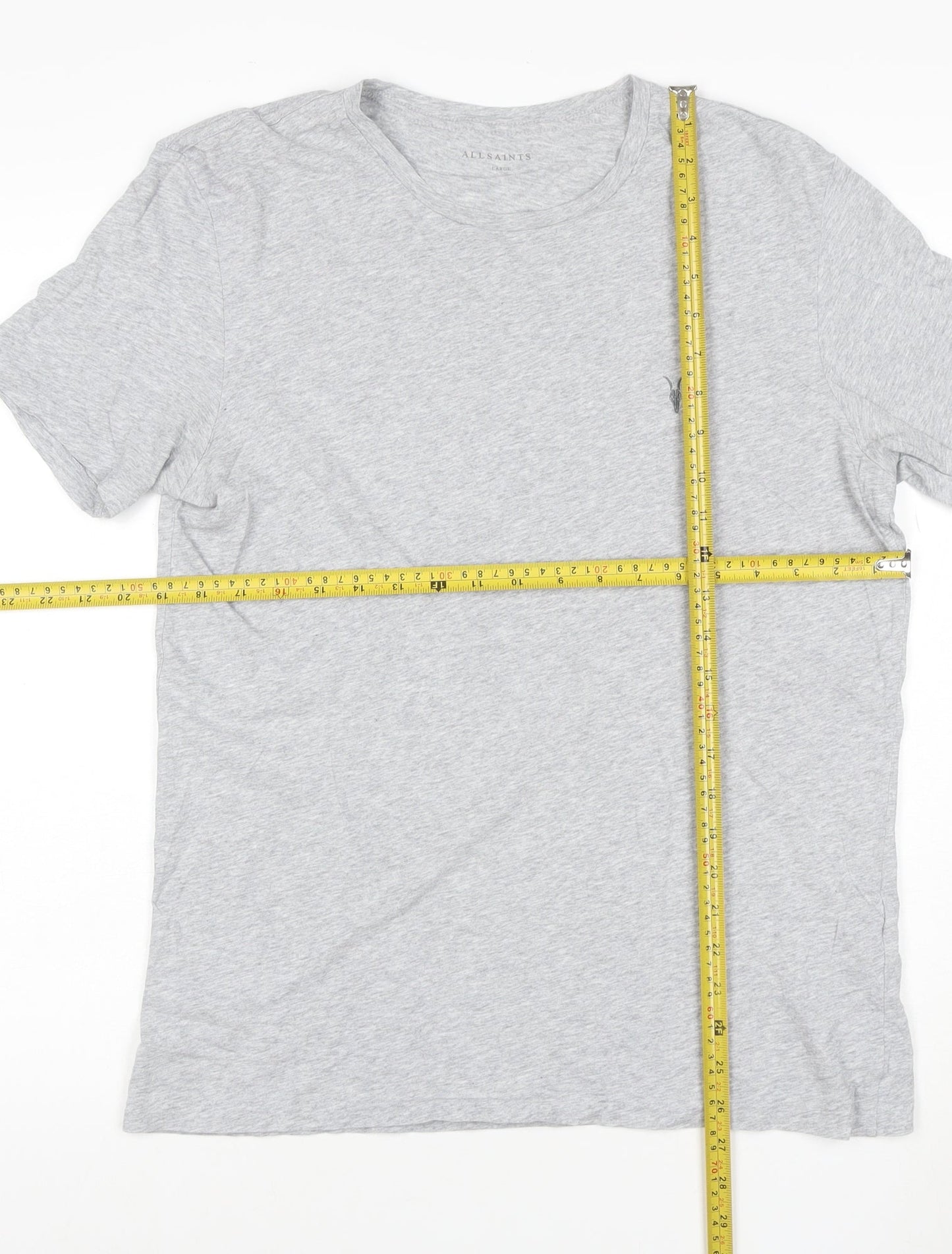 AllSaints Men's Grey Cotton Crew Neck T-Shirt Size L