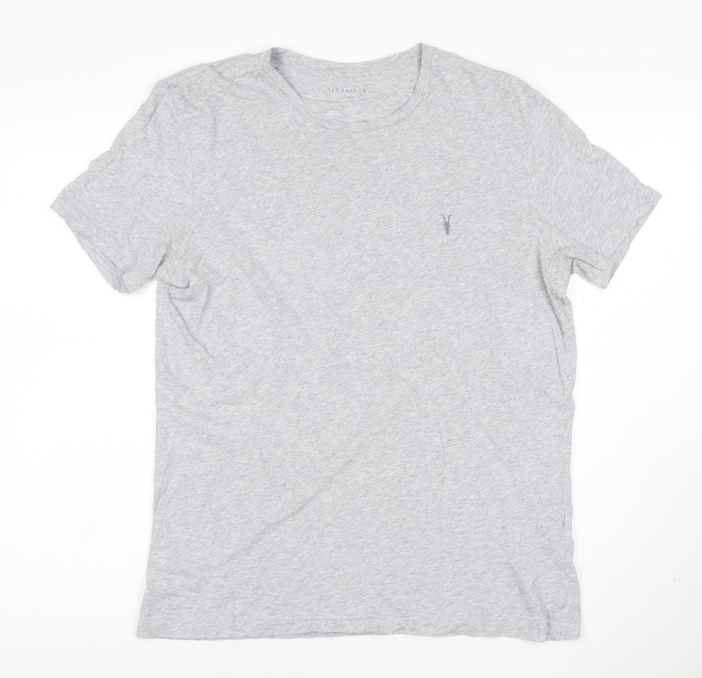 AllSaints Men's Grey Cotton Crew Neck T-Shirt Size L