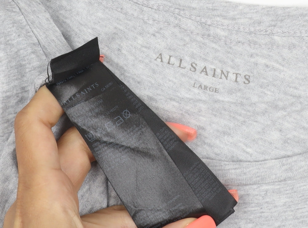 AllSaints Men's Grey Cotton Crew Neck T-Shirt Size L