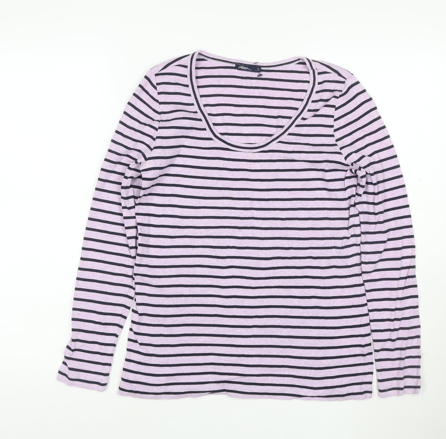 Desigual Women's Pink Striped Long Sleeve Cotton T-Shirt Size S
