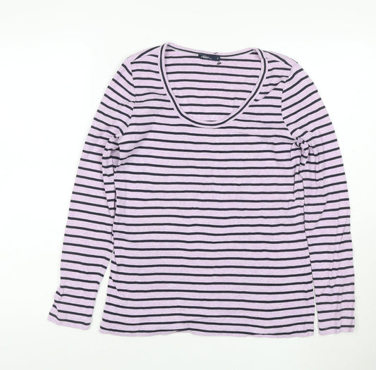 Desigual Women's Pink Striped Long Sleeve Cotton T-Shirt Size S
