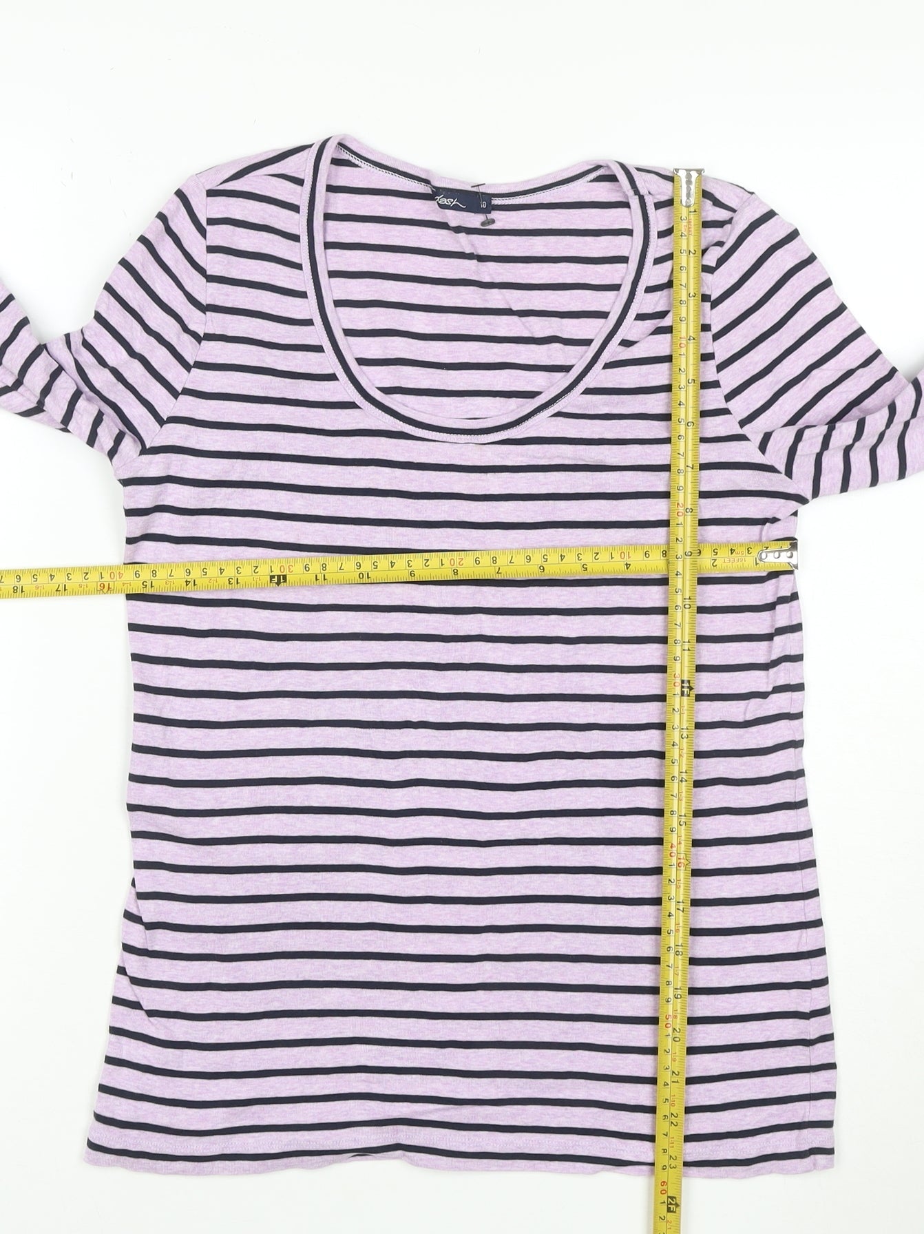 Desigual Women's Pink Striped Long Sleeve Cotton T-Shirt Size S