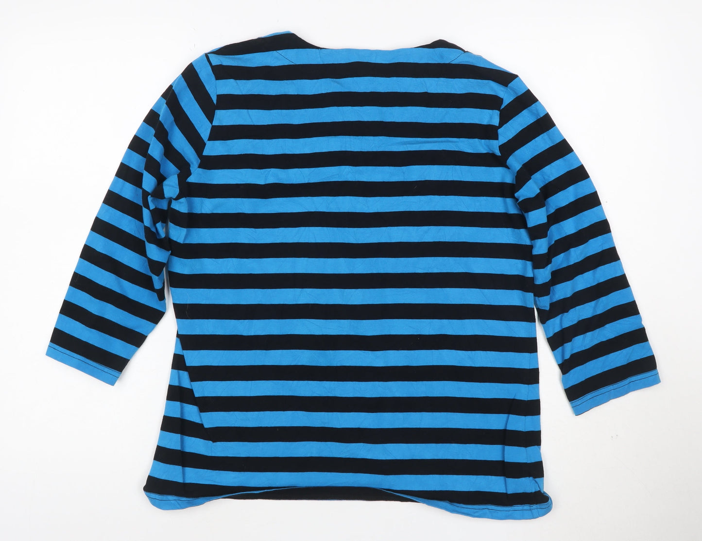 Chianti Women Blue Black Striped Long Sleeve V-Neck Tunic Top Size 14
