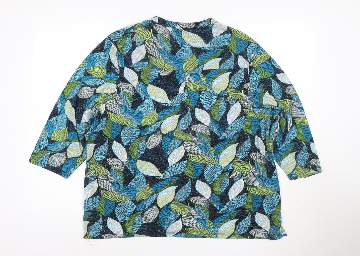 Tigi Women's Multicoloured Leaf Print Henley Tunic Blouse Size 18