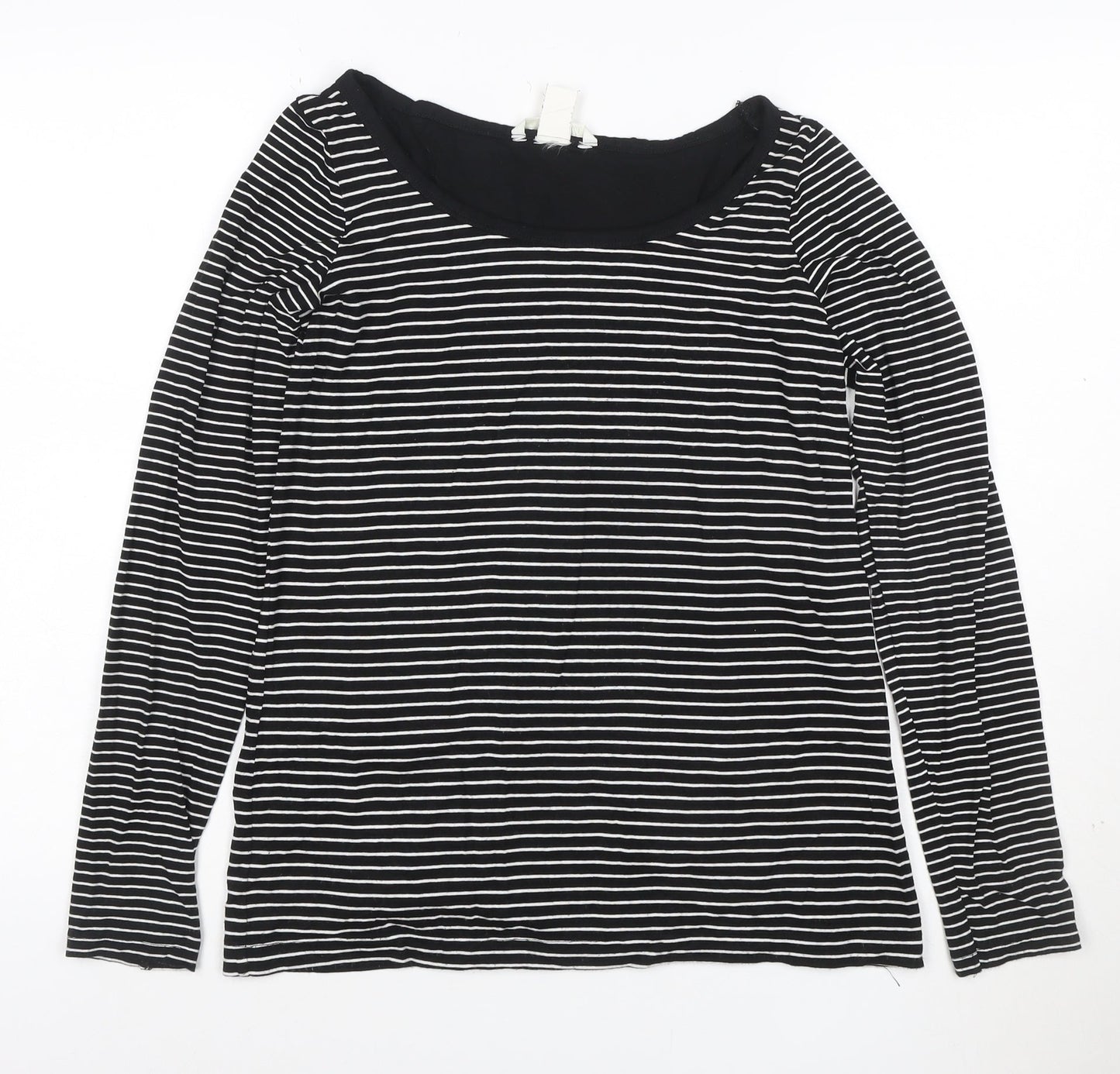 H&M MAMA Black Striped Long Sleeve Scoop Neck Maternity Top Size 8