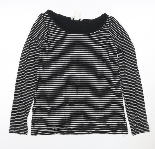 H&M MAMA Black Striped Long Sleeve Scoop Neck Maternity Top Size 8
