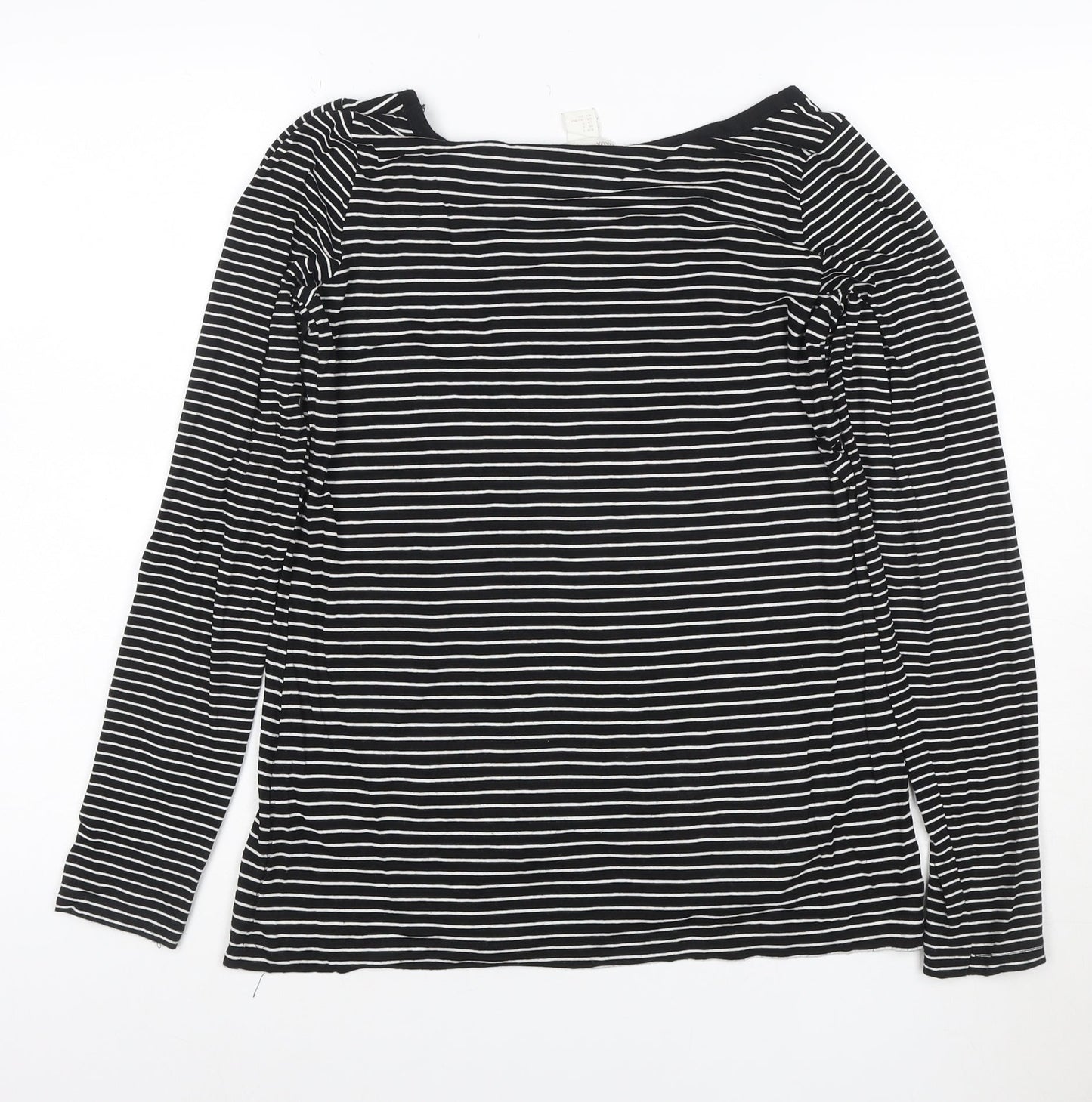 H&M MAMA Black Striped Long Sleeve Scoop Neck Maternity Top Size 8