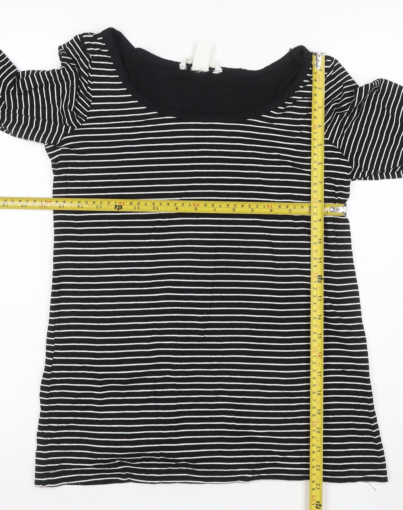 H&M MAMA Black Striped Long Sleeve Scoop Neck Maternity Top Size 8
