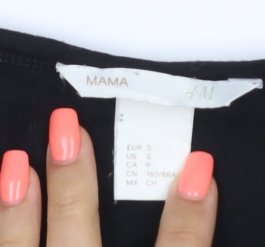 H&M MAMA Black Striped Long Sleeve Scoop Neck Maternity Top Size 8