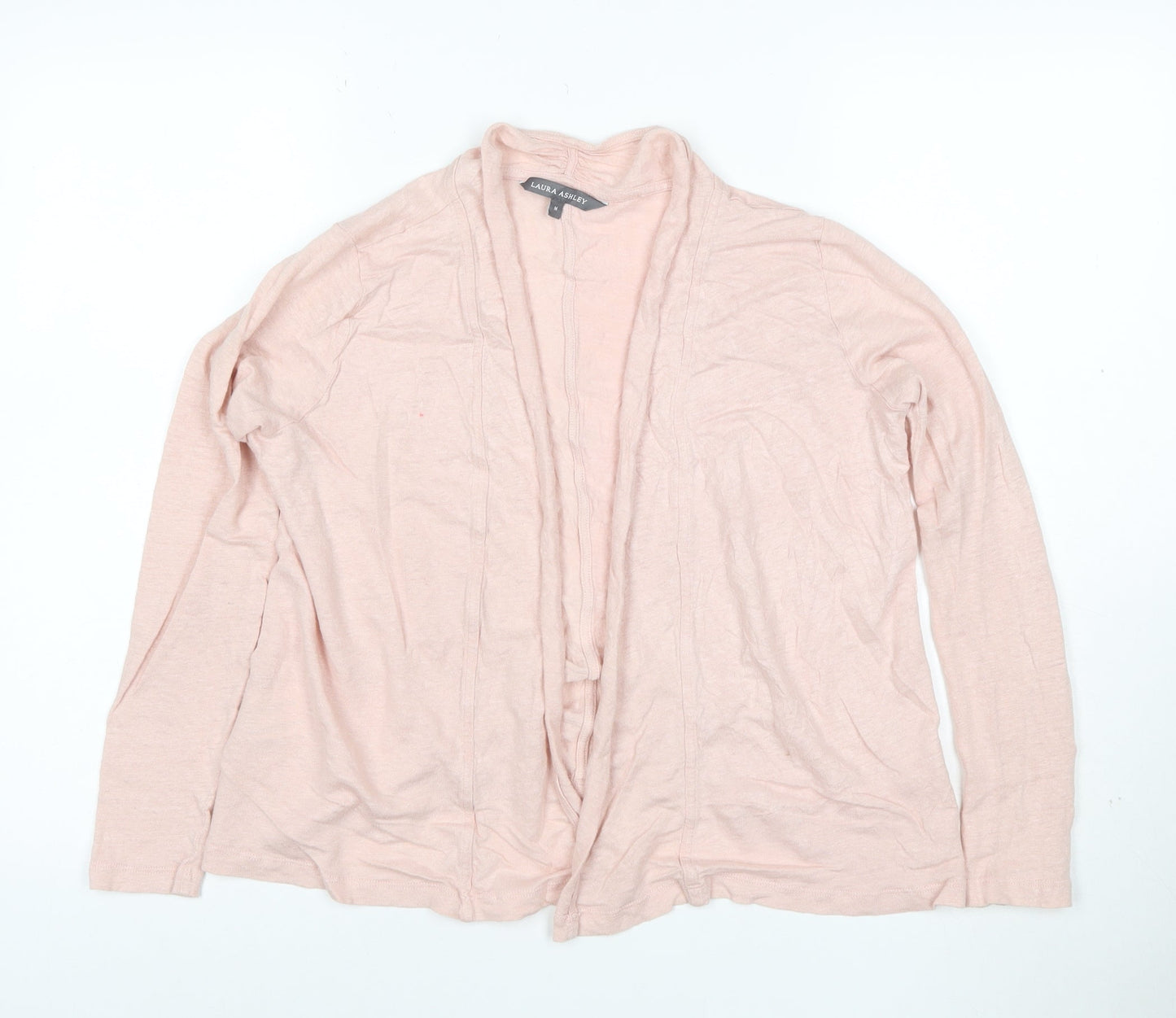 Laura Ashley Women’s Pink Linen Open Cardigan M Lightweight Knit