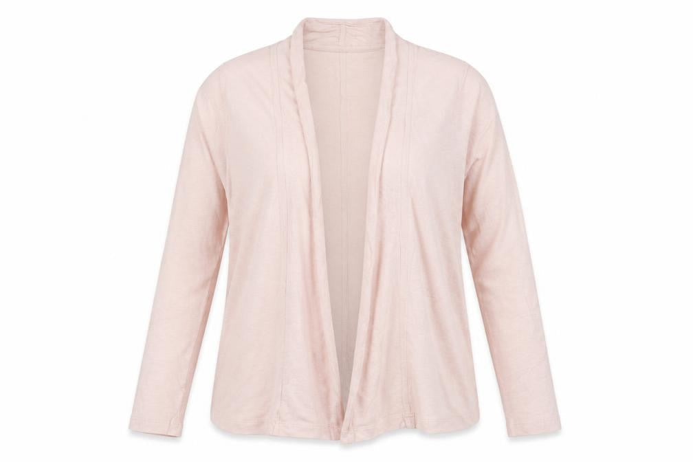 Laura Ashley Women’s Pink Linen Open Cardigan M Lightweight Knit