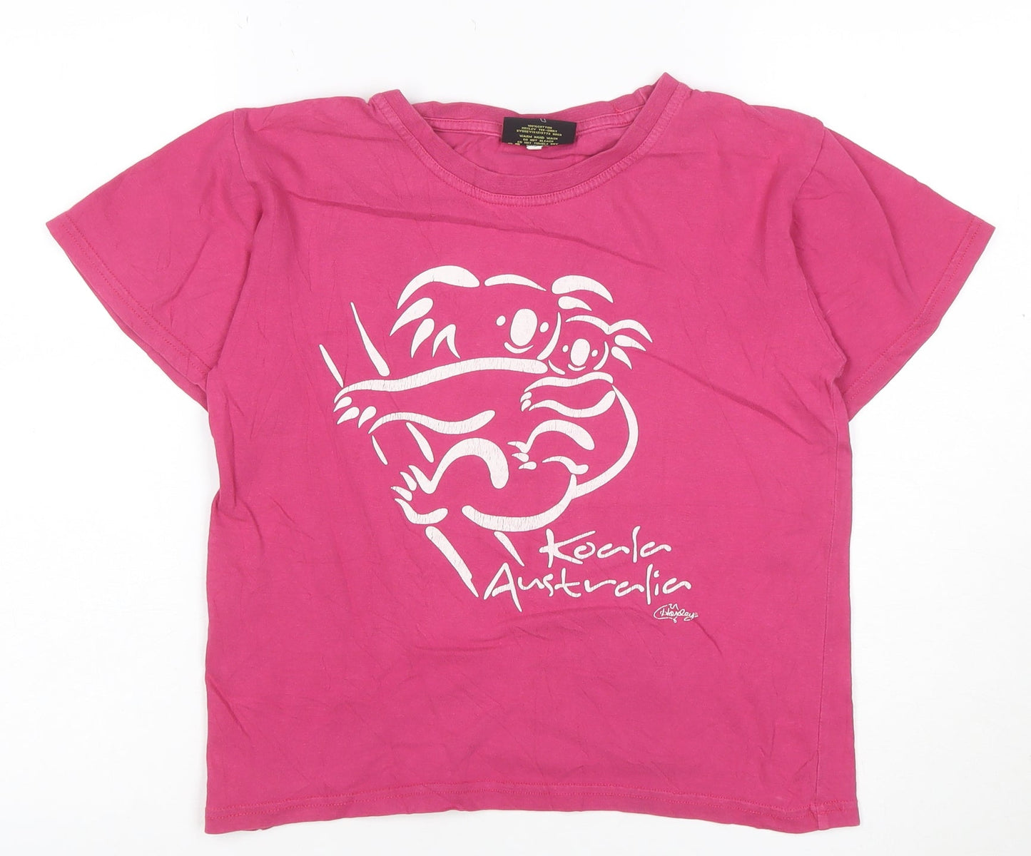 Hoxley Australia Women's Pink Graphic Koala Cotton T-Shirt Size 14