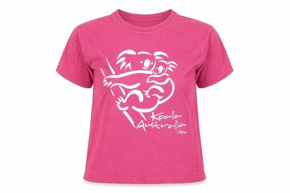Hoxley Australia Women's Pink Graphic Koala Cotton T-Shirt Size 14