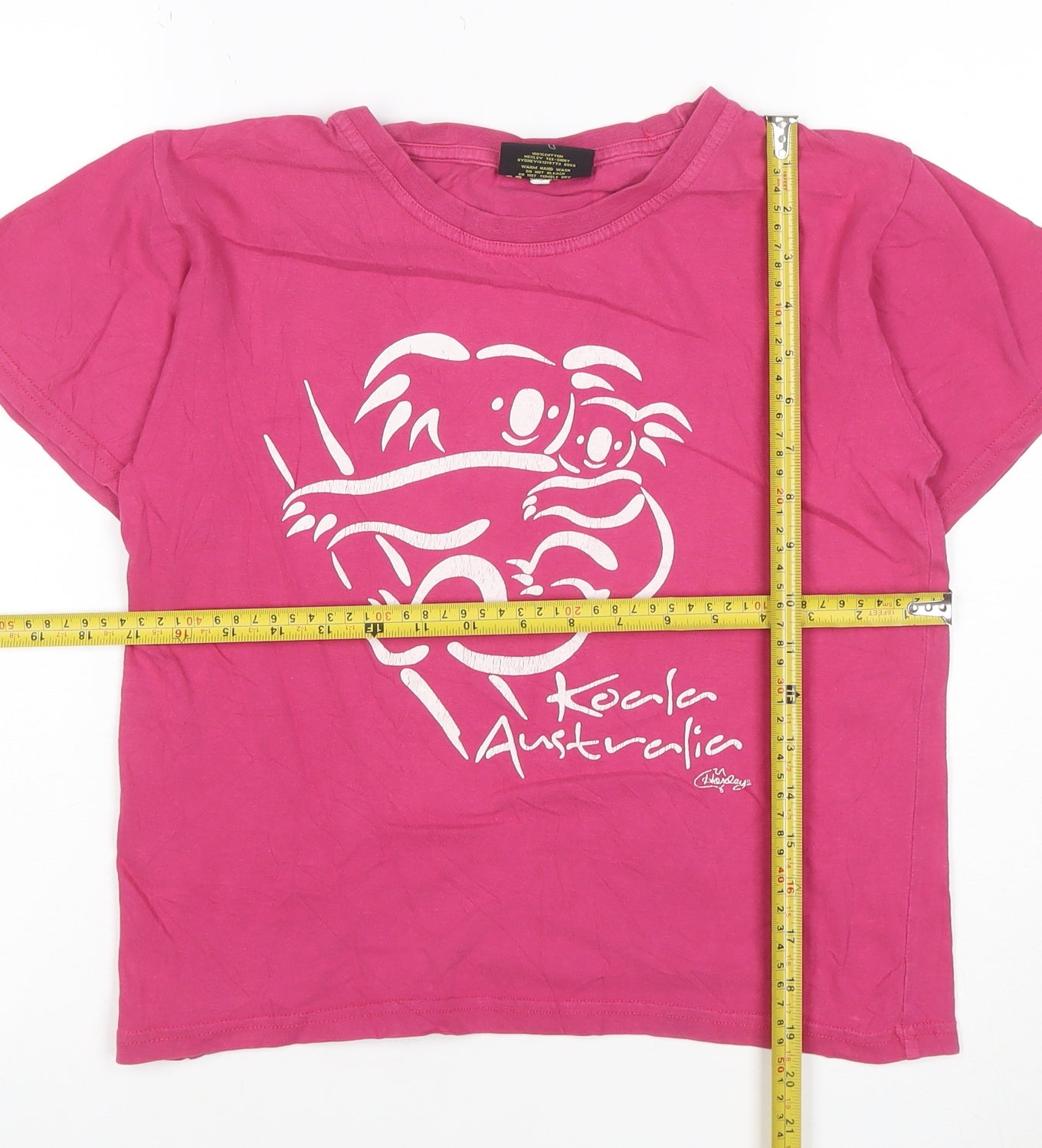 Hoxley Australia Women's Pink Graphic Koala Cotton T-Shirt Size 14