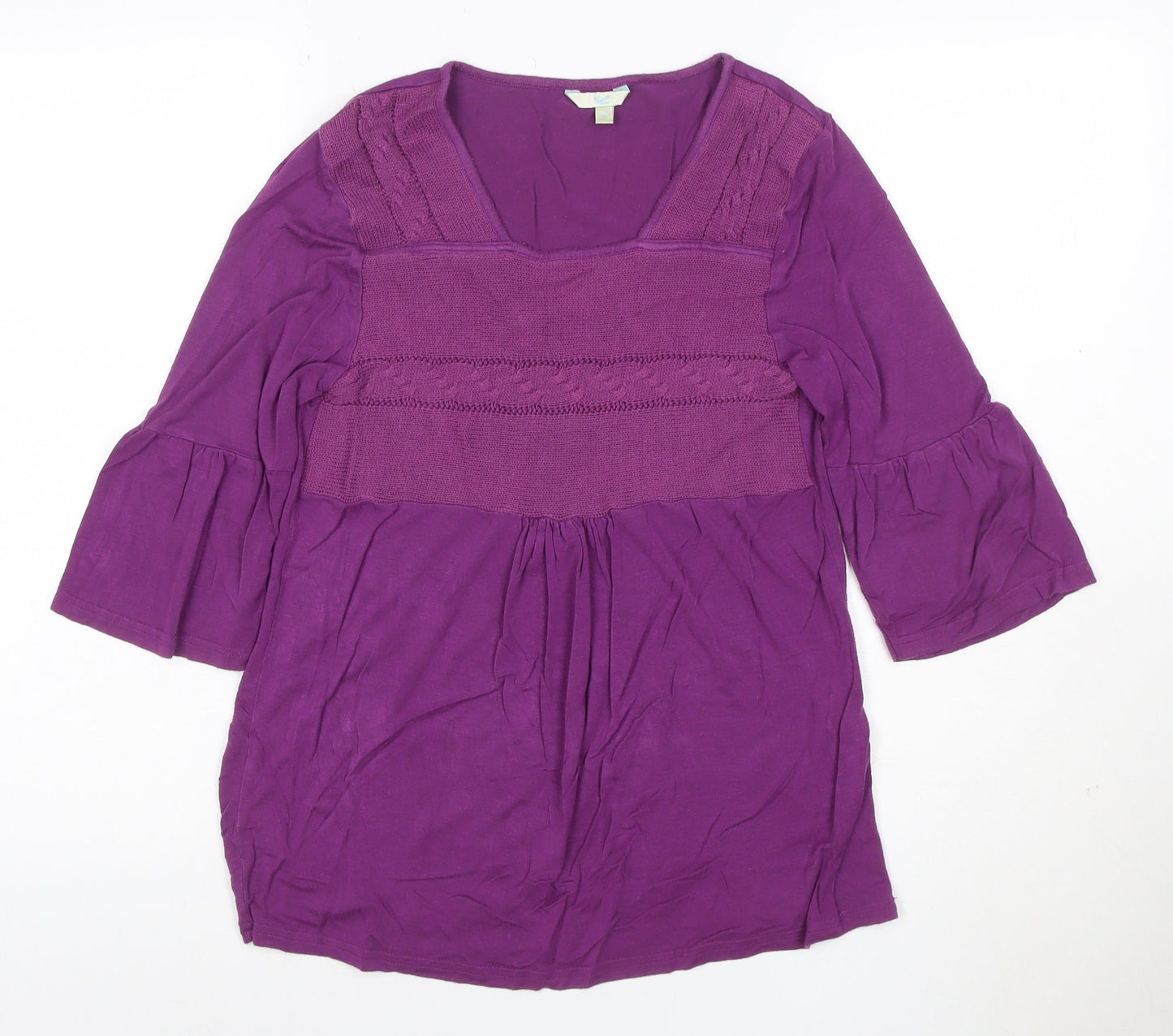 Kiss Therapy Womens Purple 3/4 Sleeve Tunic Blouse Size M