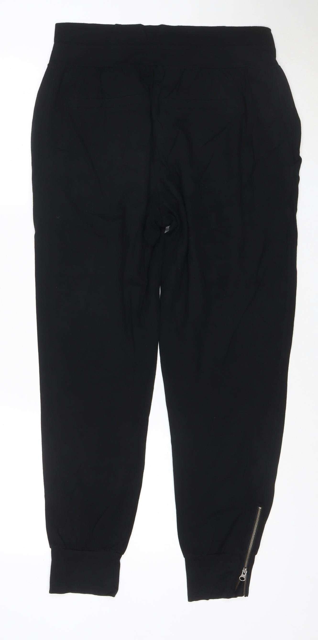 Hush Womens Black Size 10 Jersey Jogger Trousers with Zip Detail