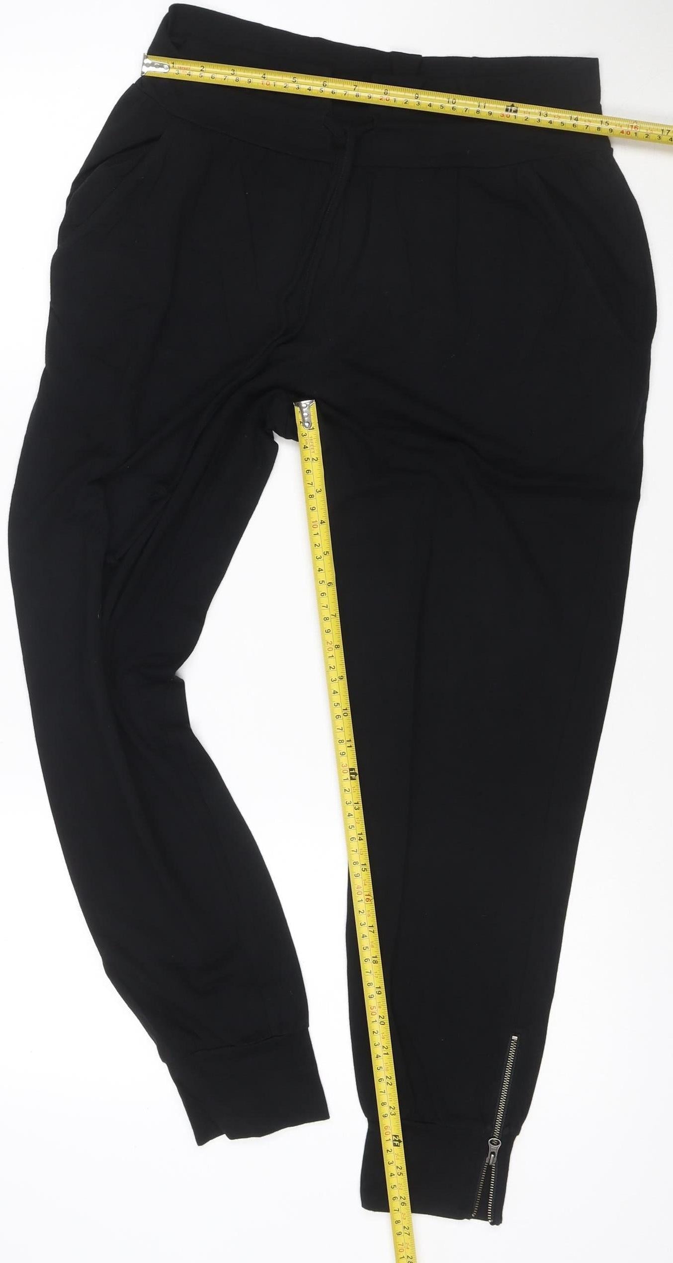 Hush Womens Black Size 10 Jersey Jogger Trousers with Zip Detail