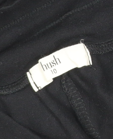 Hush Womens Black Size 10 Jersey Jogger Trousers with Zip Detail