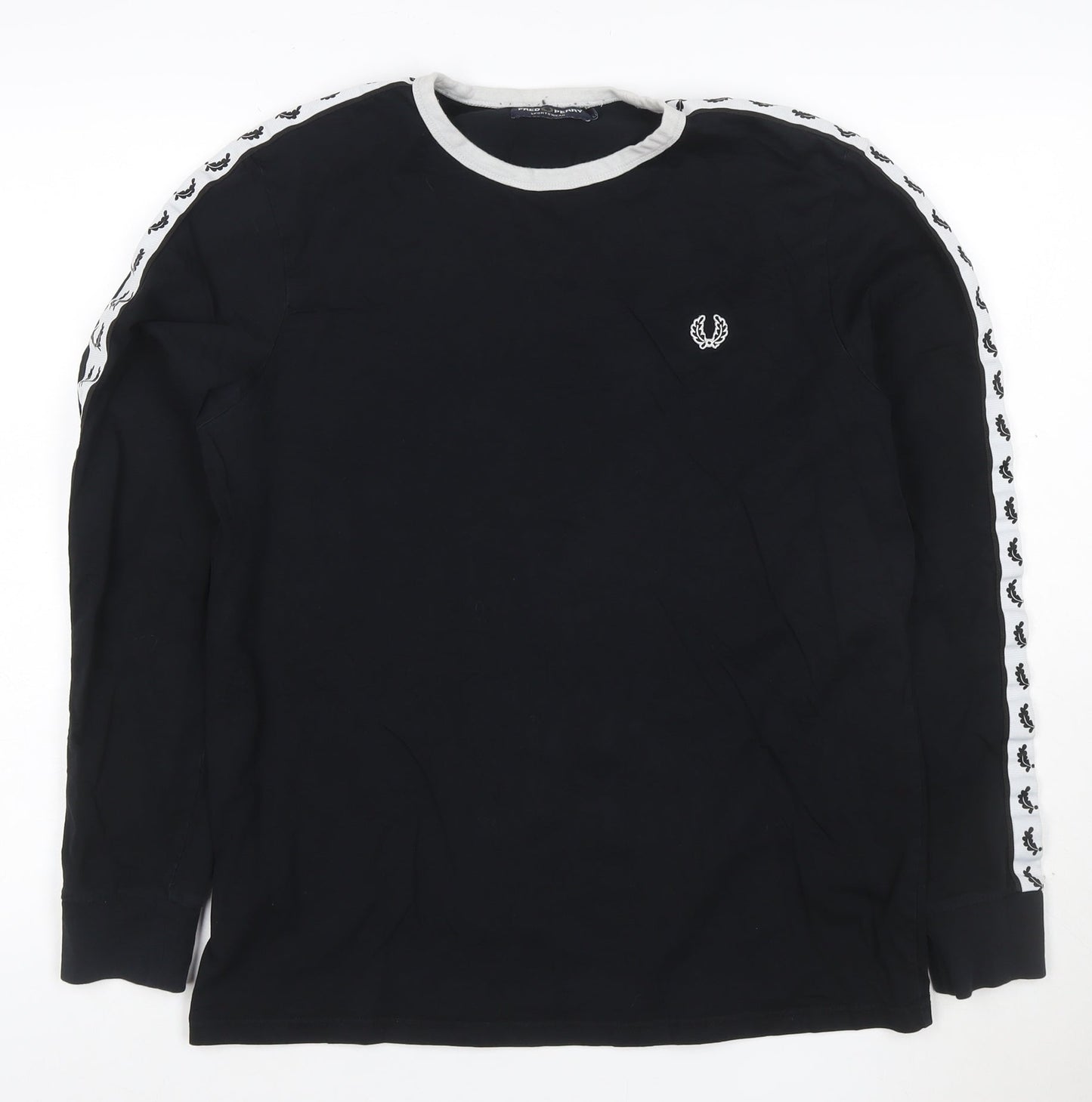 Fred Perry Men’s Black Long Sleeve Crew Neck Sports T-Shirt L