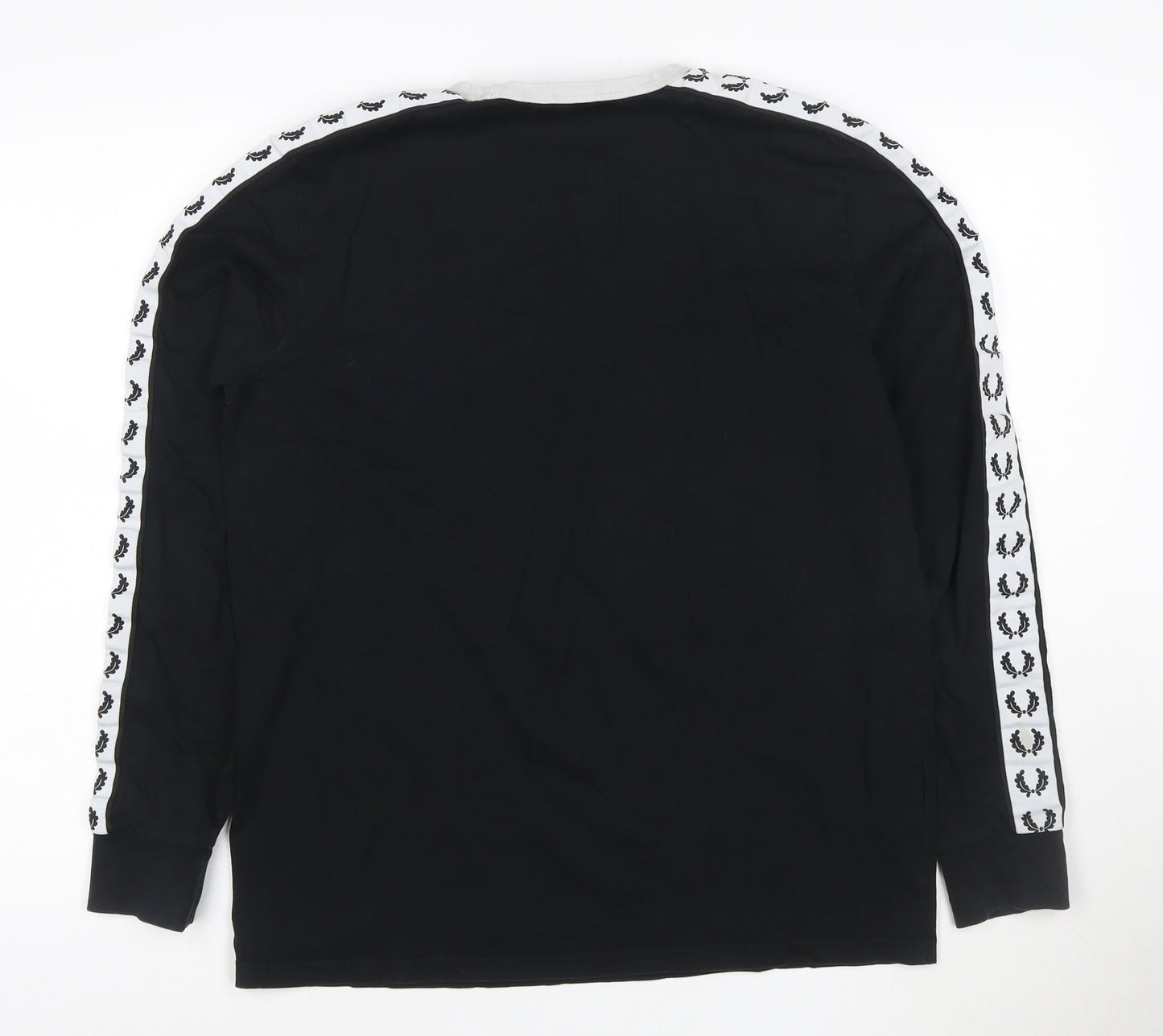 Fred Perry Men’s Black Long Sleeve Crew Neck Sports T-Shirt L