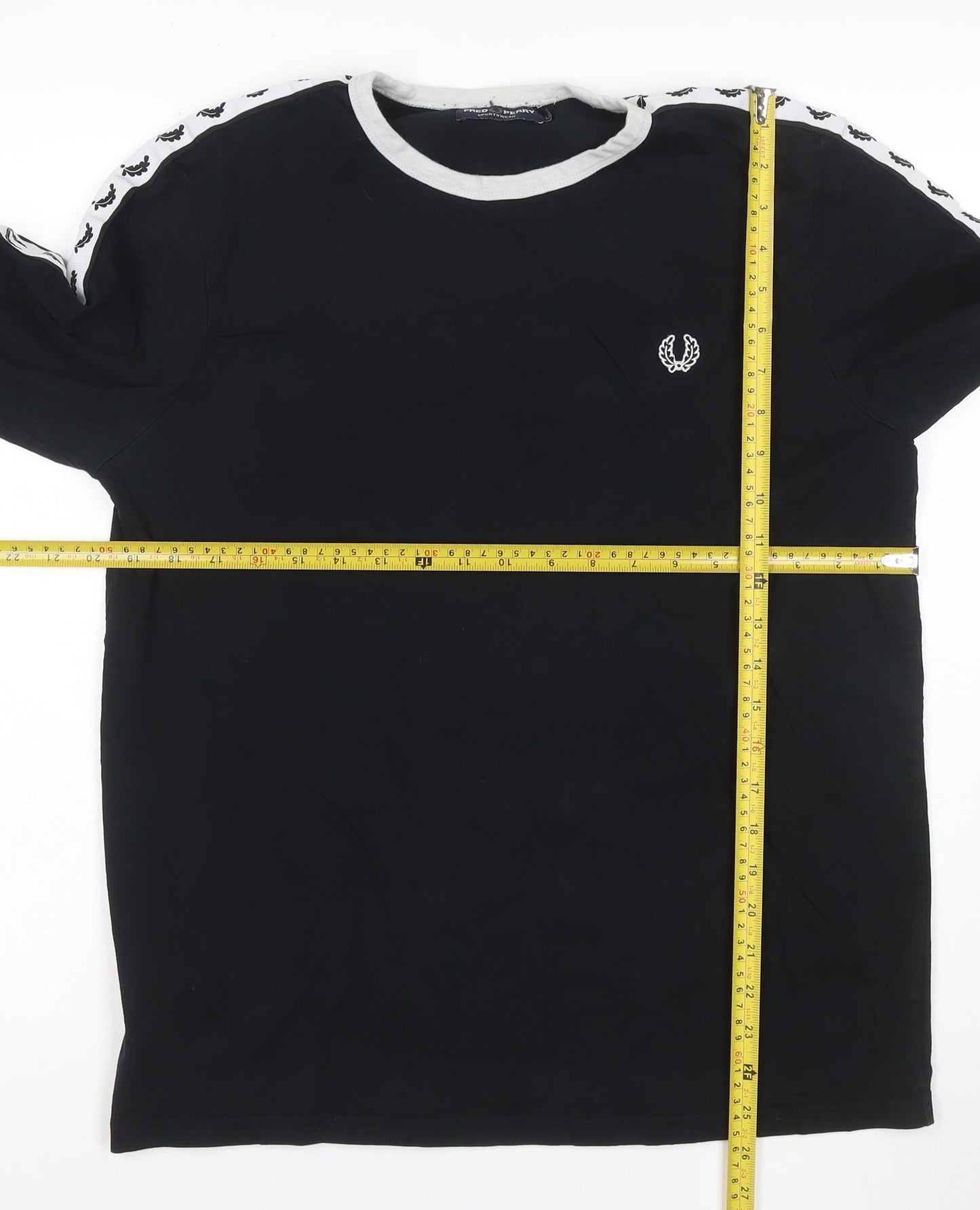 Fred Perry Men’s Black Long Sleeve Crew Neck Sports T-Shirt L
