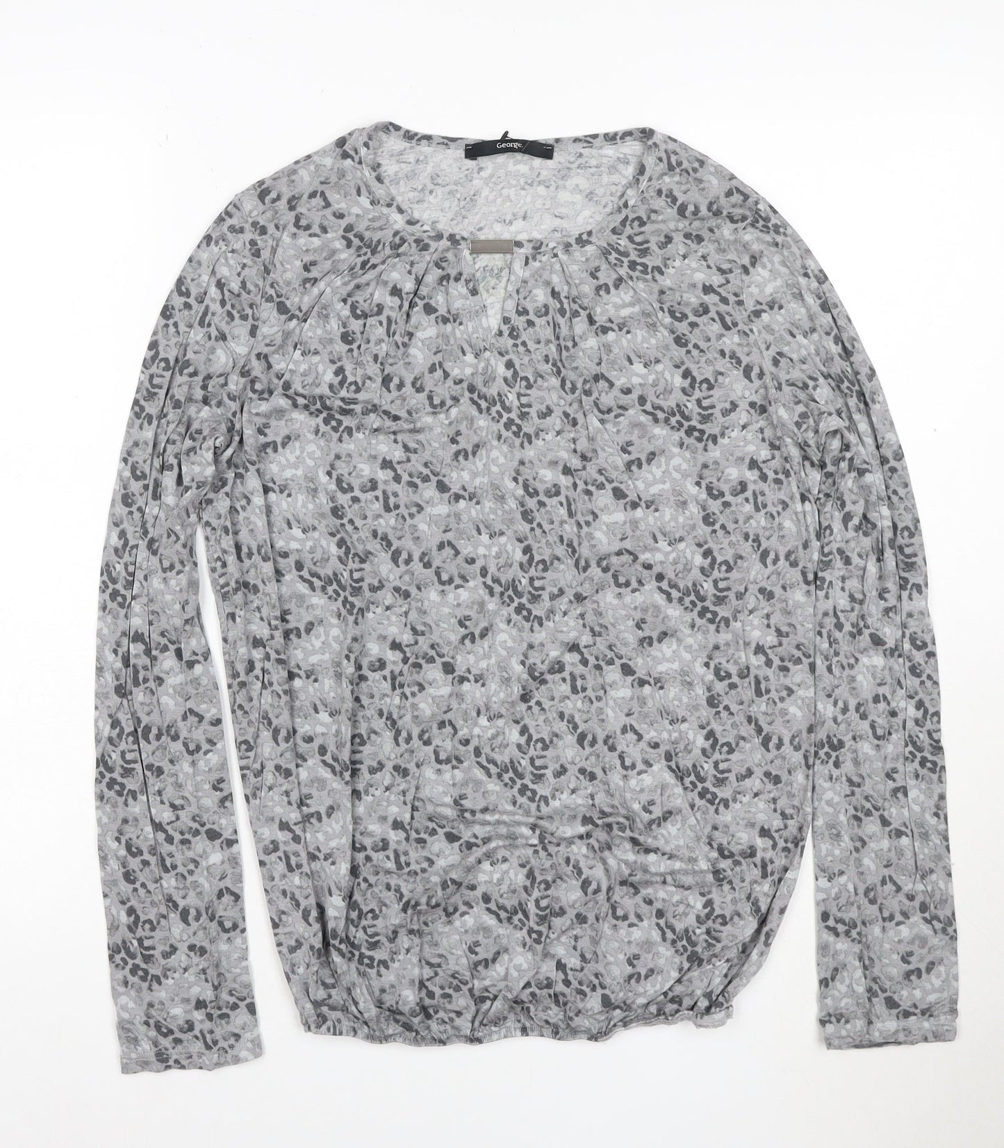 George Women’s Grey Animal Print Long Sleeve T-Shirt Size 8