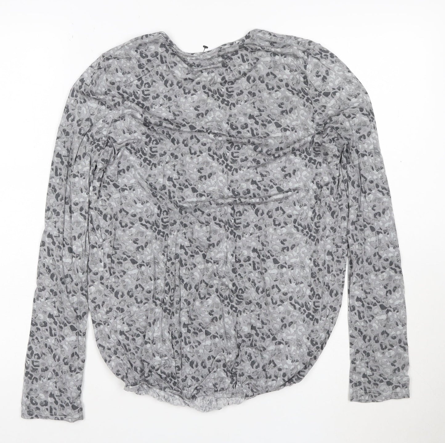 George Women’s Grey Animal Print Long Sleeve T-Shirt Size 8