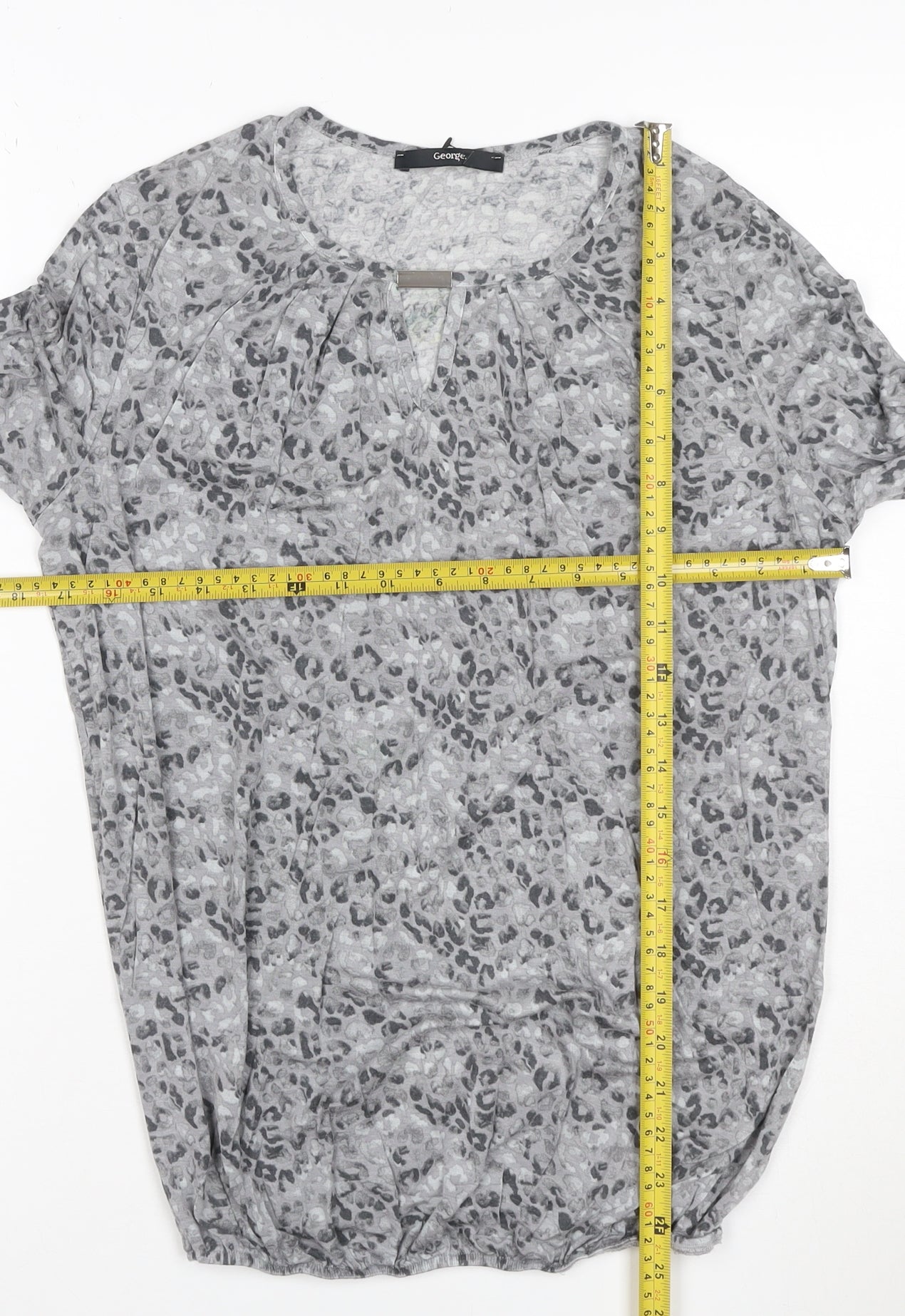 George Women’s Grey Animal Print Long Sleeve T-Shirt Size 8