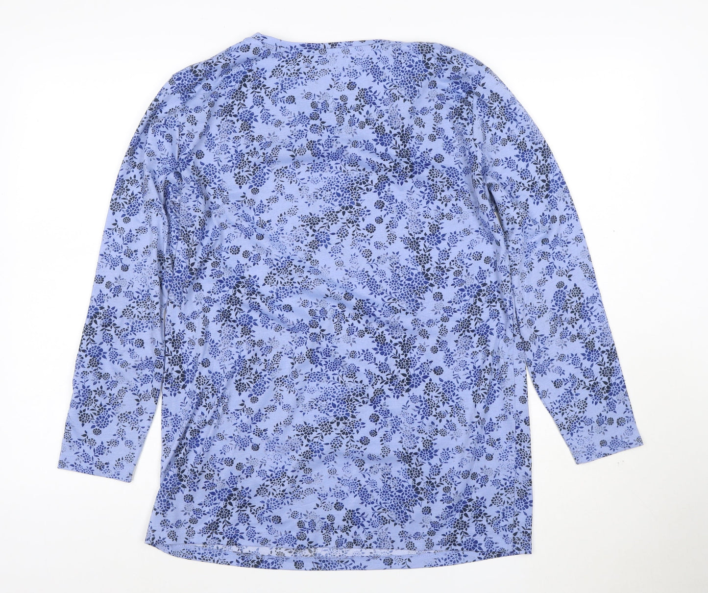 Marks and Spencer Womens Blue Floral Long Sleeve Jersey Top Size 10