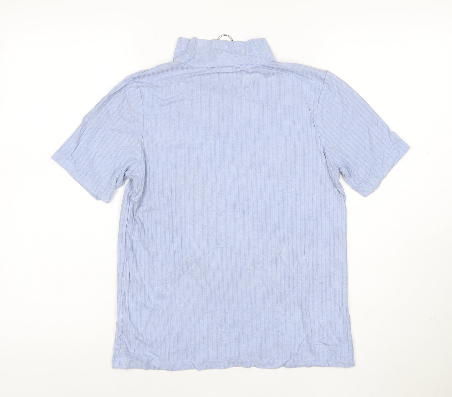 Select Women’s Blue Striped Short Sleeve High Neck Zip T-Shirt Size 14