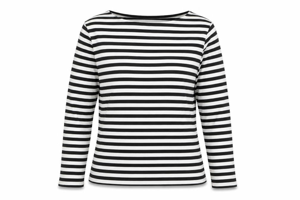 Mango Women's Black White Striped Long Sleeve Cotton T-Shirt XS