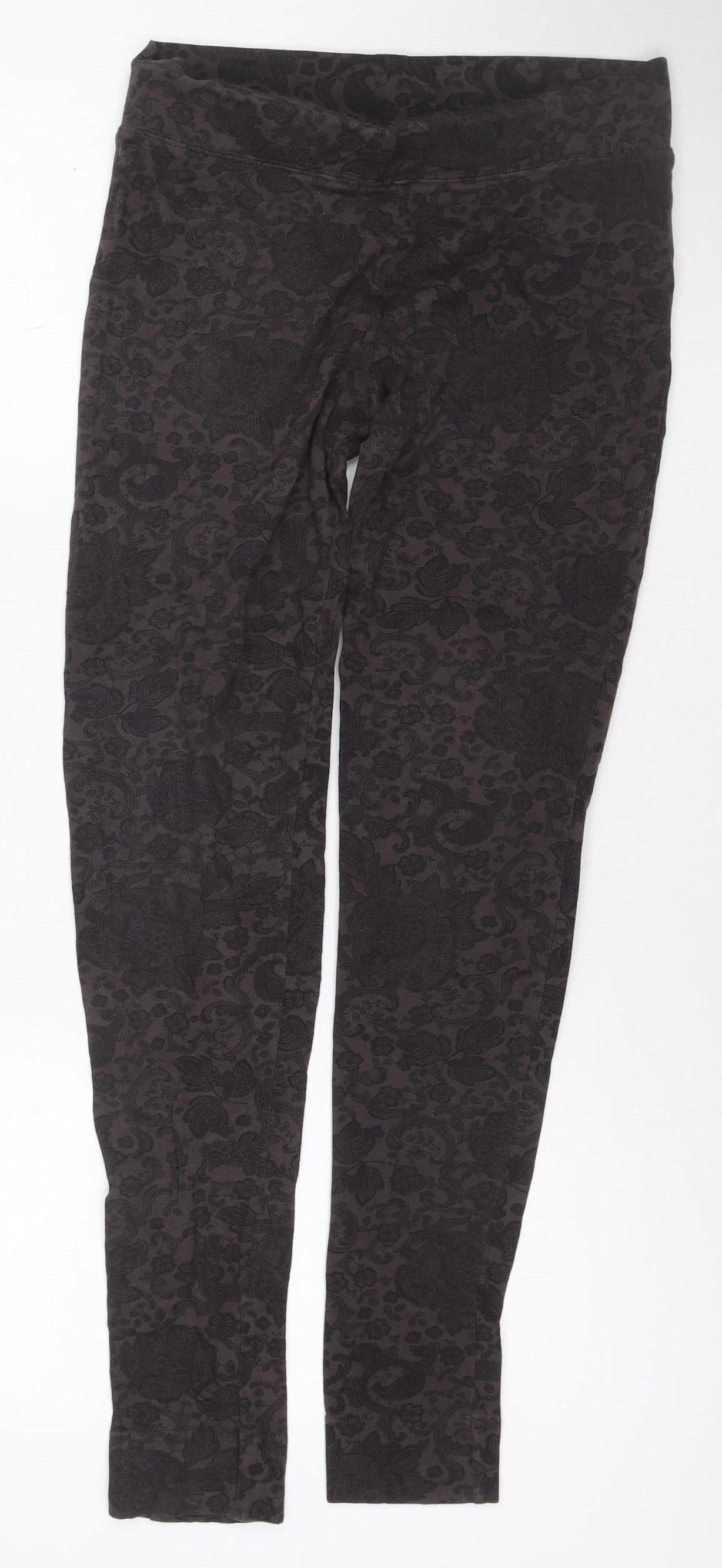 Marks and Spencer Women’s Black Floral Stretch Leggings Size 10 Long