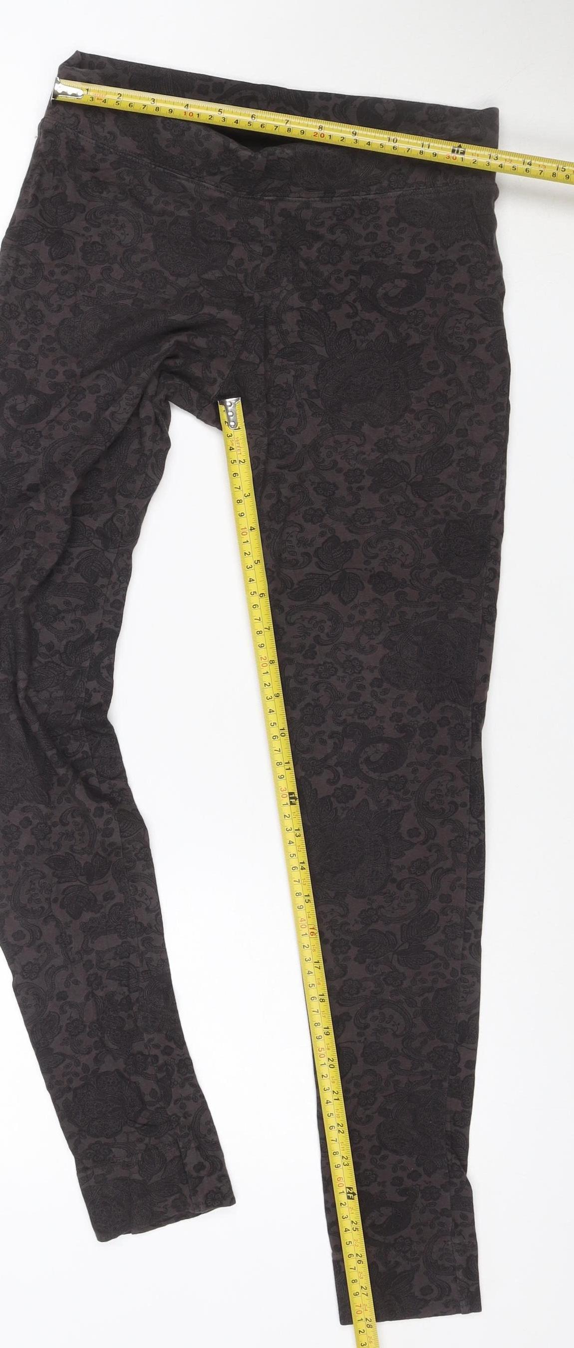 Marks and Spencer Women’s Black Floral Stretch Leggings Size 10 Long