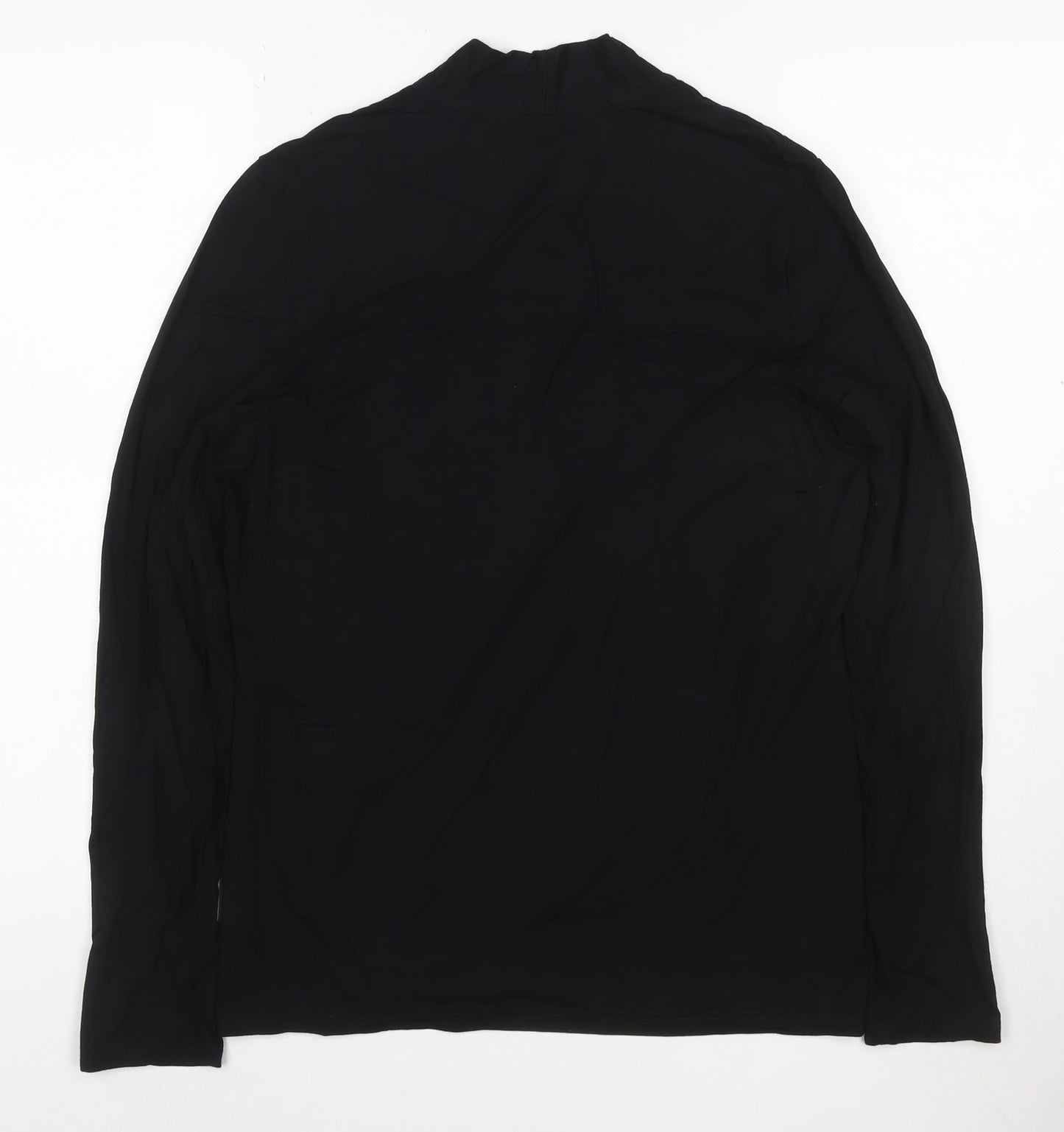 Talbots Women Black Long Sleeve V-Neck Rayon Stretch Blouse Medium