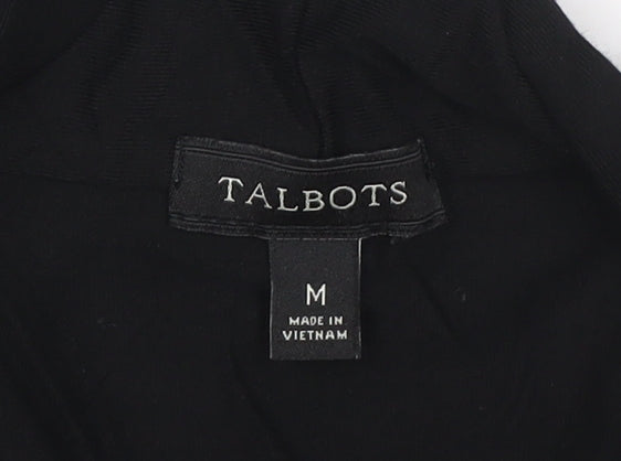Talbots Women Black Long Sleeve V-Neck Rayon Stretch Blouse Medium
