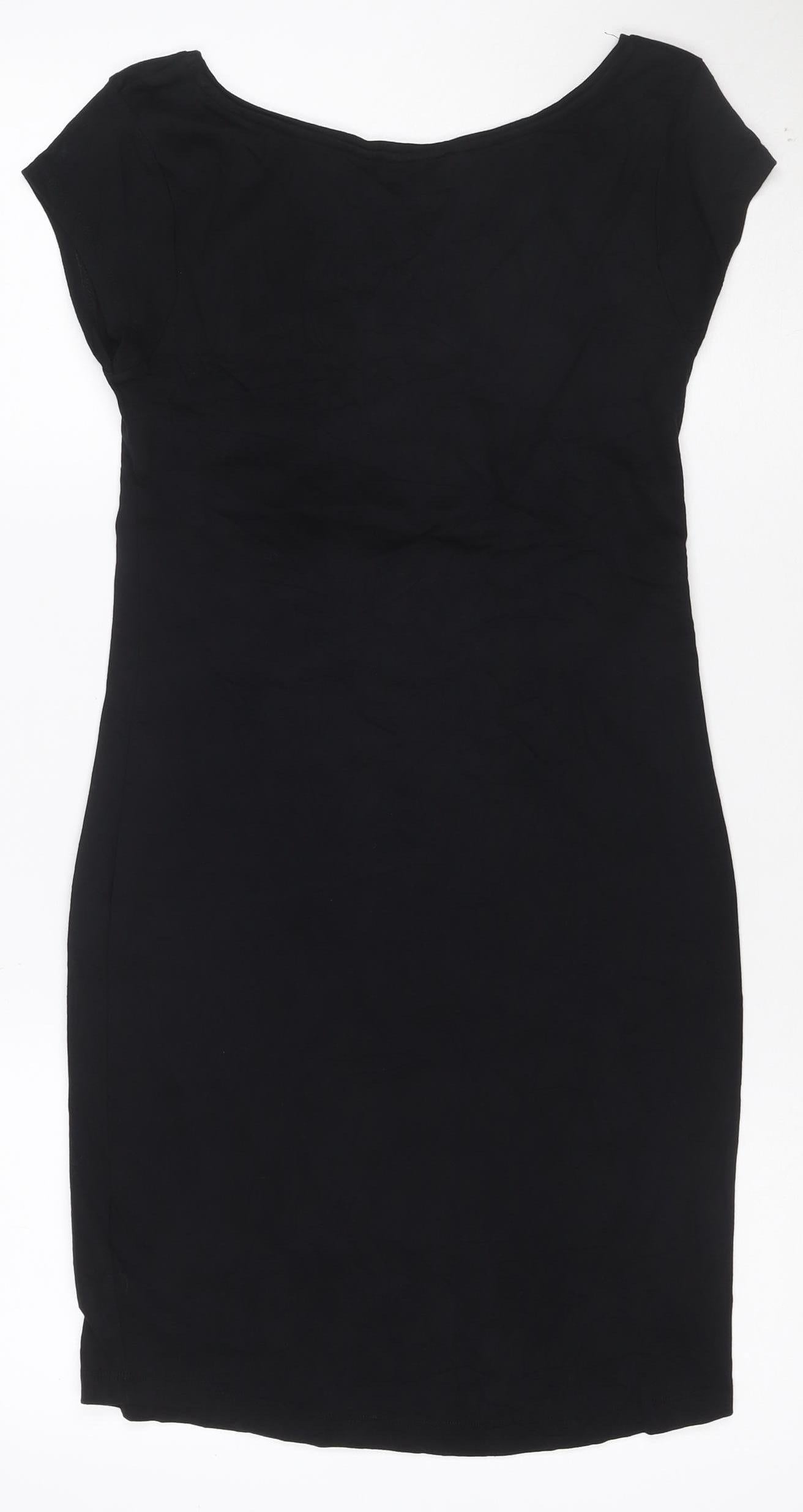 L.O.G.G. Women's Black M Bodycon Jersey Short Sleeve Knee Dress