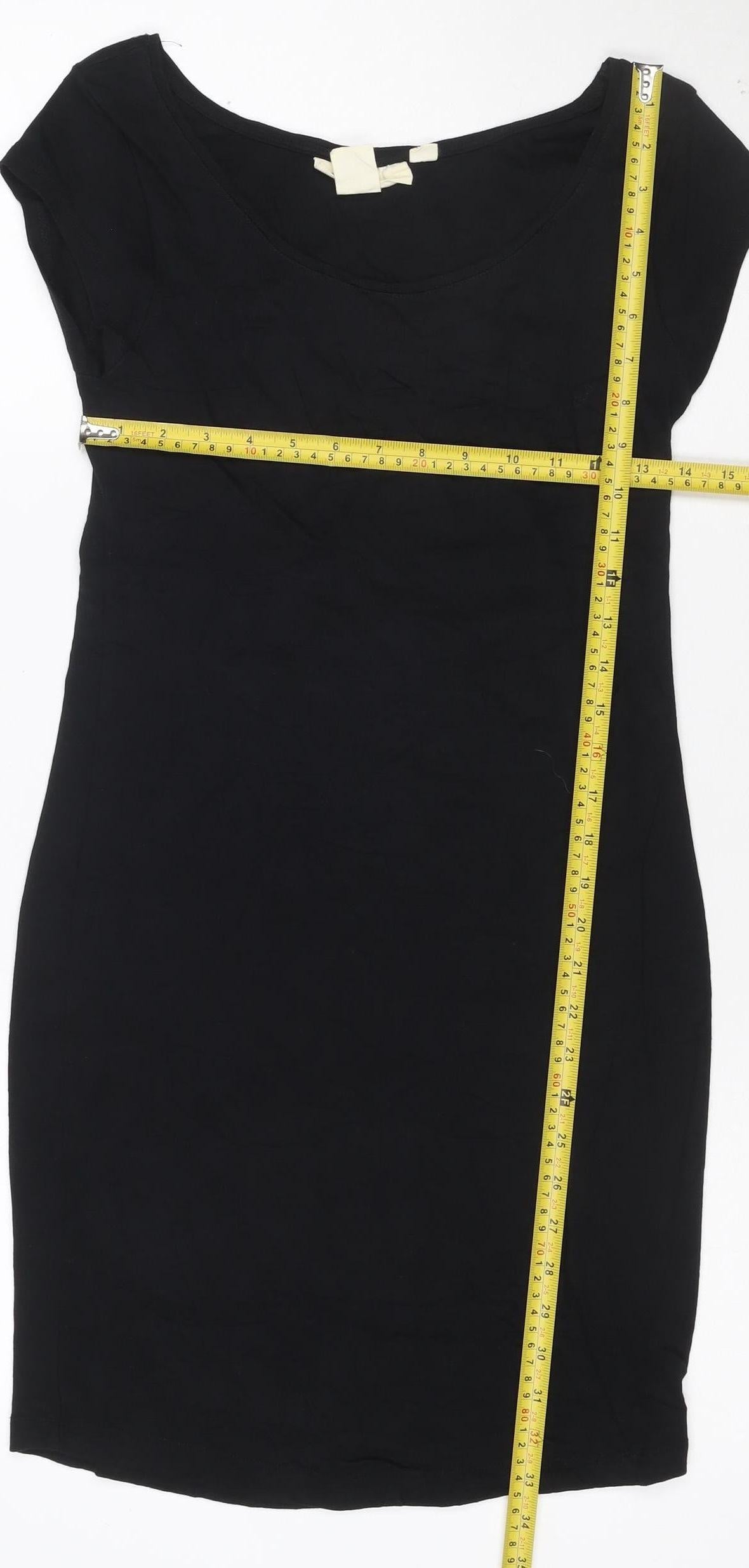 L.O.G.G. Women's Black M Bodycon Jersey Short Sleeve Knee Dress